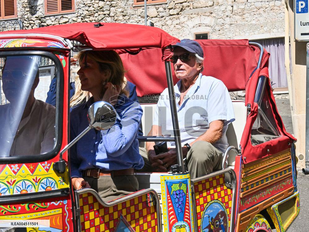 Michael Douglas Visits Taormina - Italy