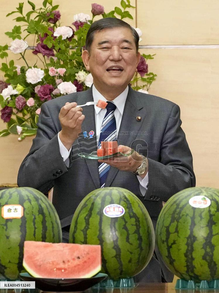 Japan PM Ishiba treated to watermelon