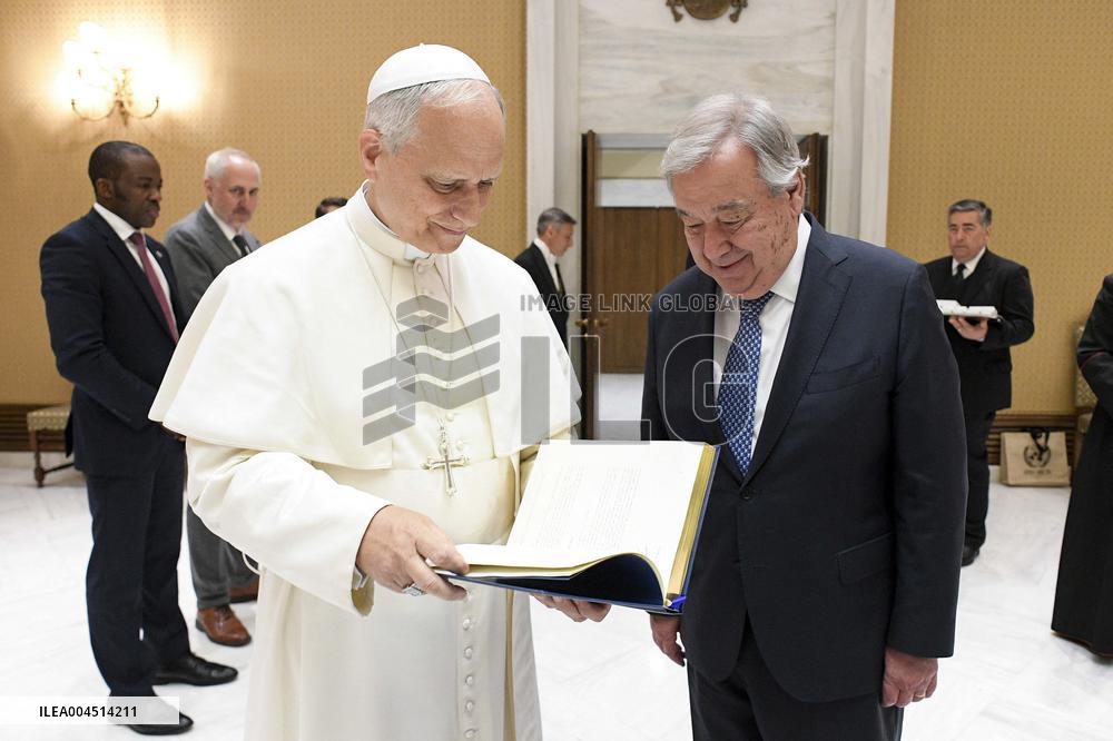 Pope Leo XIV Meets Antonio Guterres - Vatican