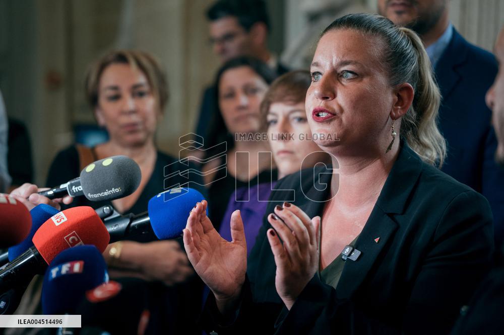 La France Insoumise speaks to the press after leaving the National Assembly - Paris AJ