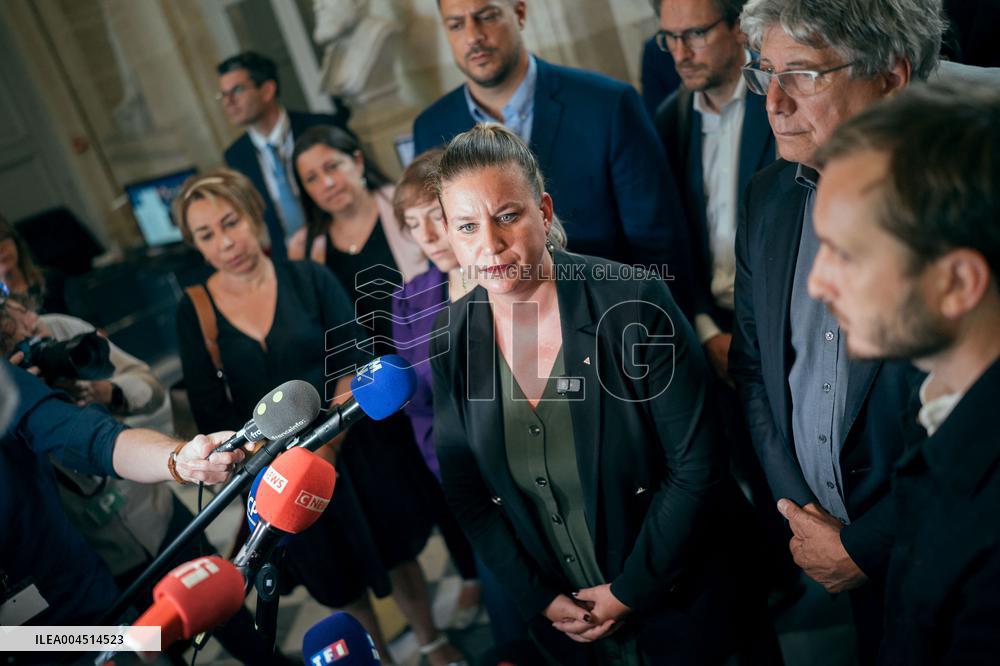 La France Insoumise speaks to the press after leaving the National Assembly - Paris AJ