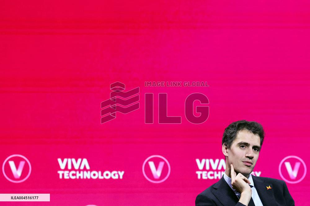 President Macron Debates With Arthur Mensch And Jensen Huang - Paris