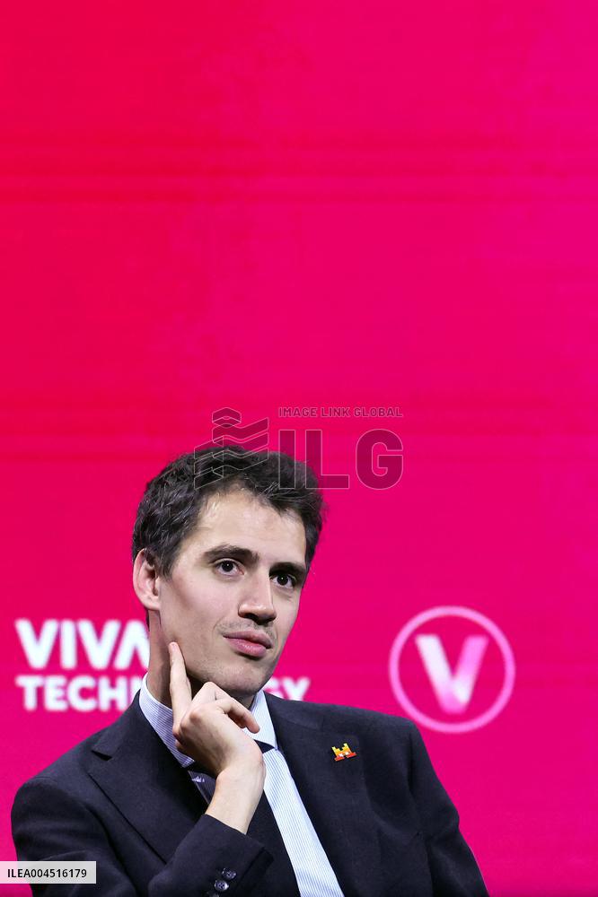 President Macron Debates With Arthur Mensch And Jensen Huang - Paris