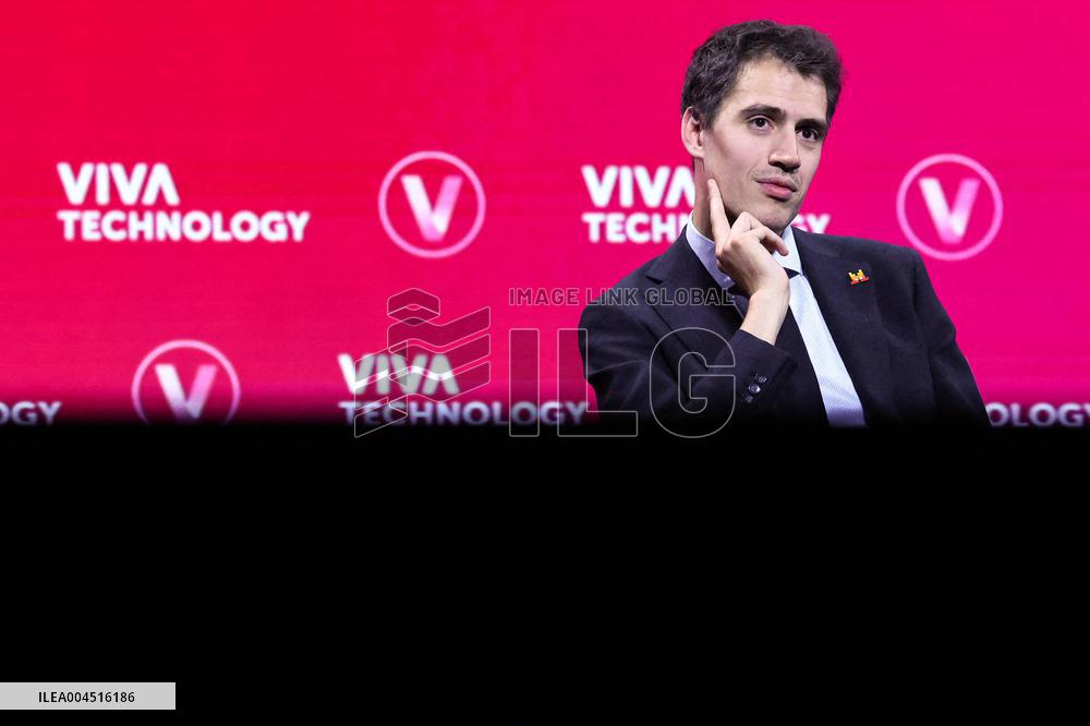 President Macron Debates With Arthur Mensch And Jensen Huang - Paris