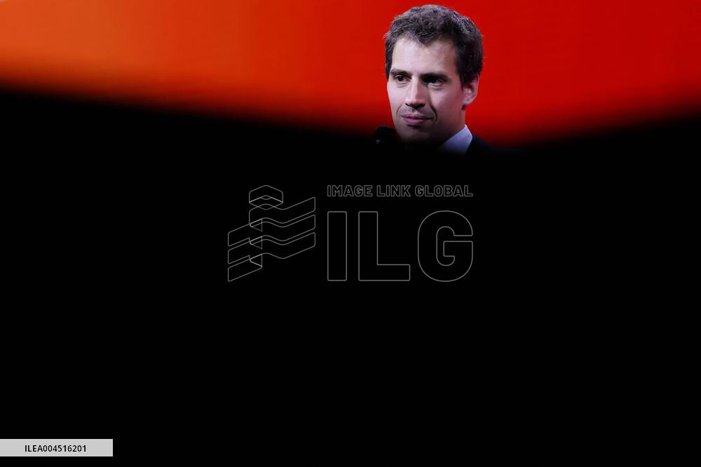 President Macron Debates With Arthur Mensch And Jensen Huang - Paris