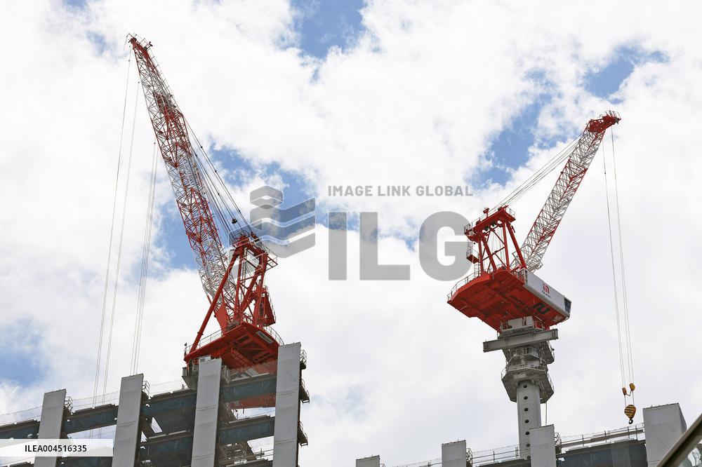 Crane at building construction site