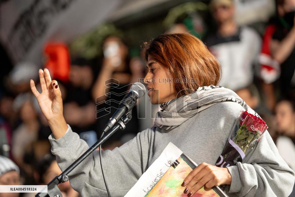 Rima Hassan at the Place de la Republique - Paris AJ