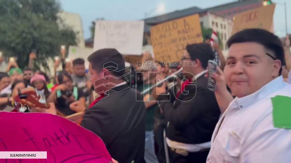 US: Mariachi Band Preforms During Anti-ICE Protest in San Antonio, Texas
