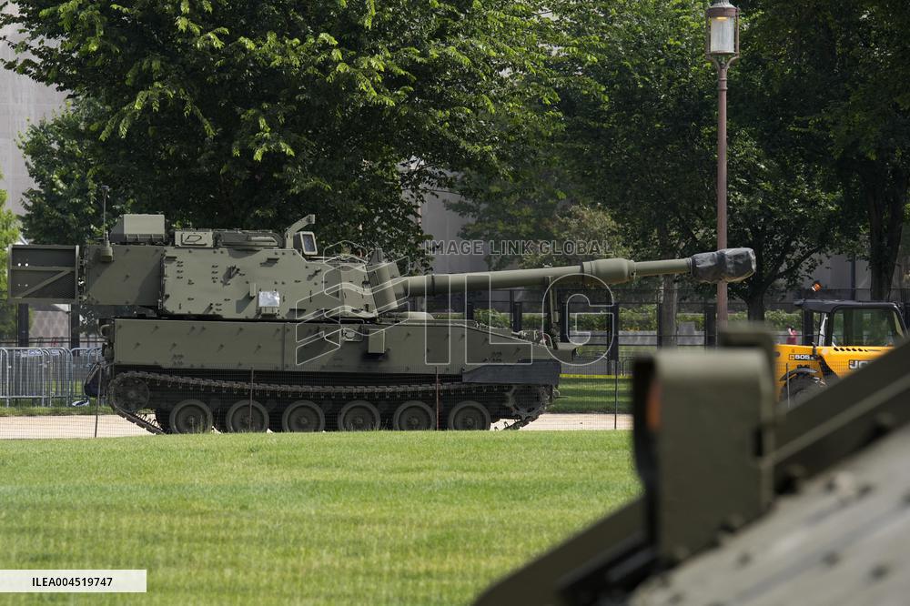 Saturday military parade preparartions - Washington
