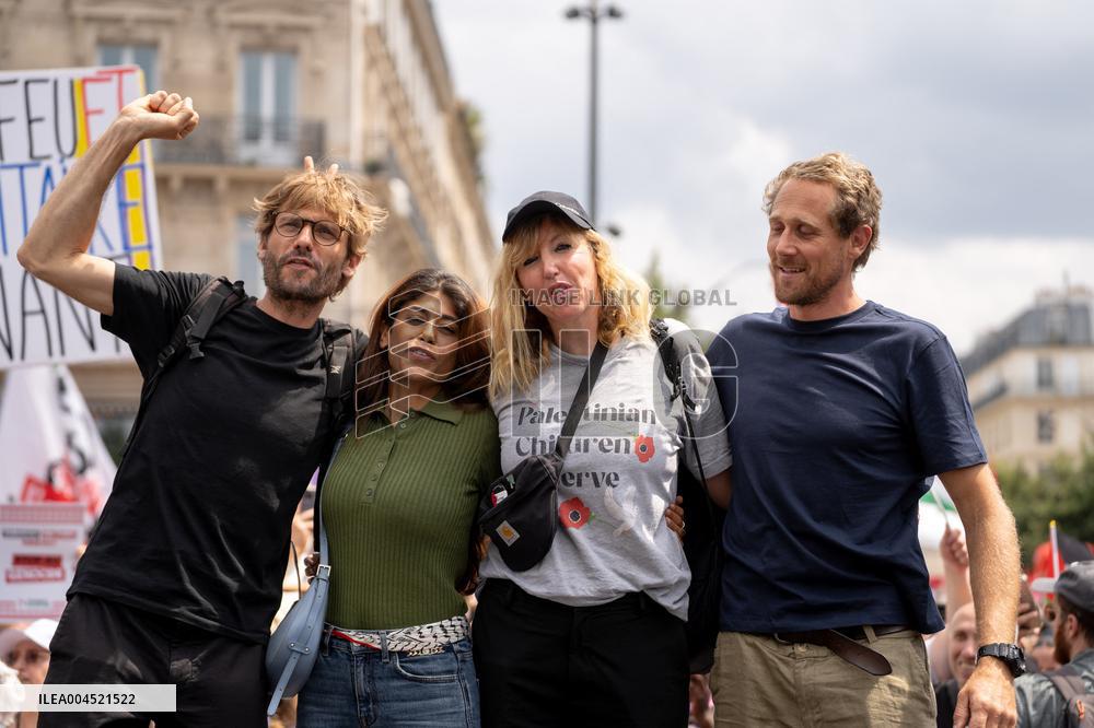 Pro-Palestinian demonstration with Rima Hassan - Paris AJ