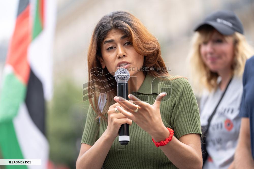 Pro-Palestinian demonstration with Rima Hassan - Paris AJ