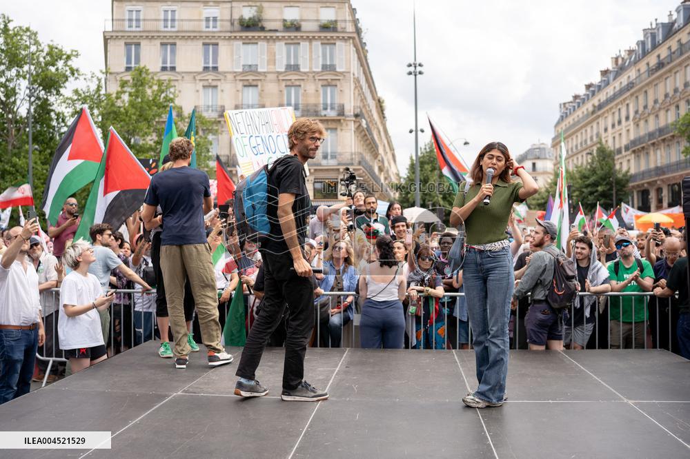Pro-Palestinian demonstration with Rima Hassan - Paris AJ
