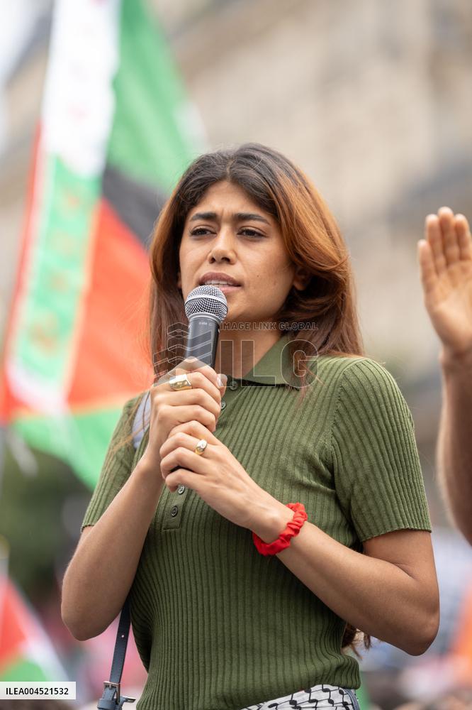 Pro-Palestinian demonstration with Rima Hassan - Paris AJ