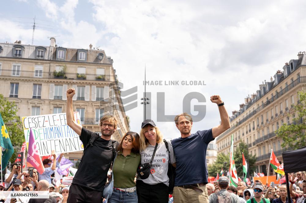 Pro-Palestinian demonstration with Rima Hassan - Paris AJ