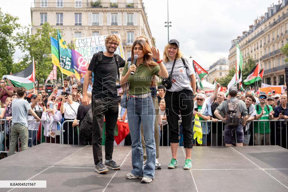 Pro-Palestinian demonstration with Rima Hassan - Paris AJ