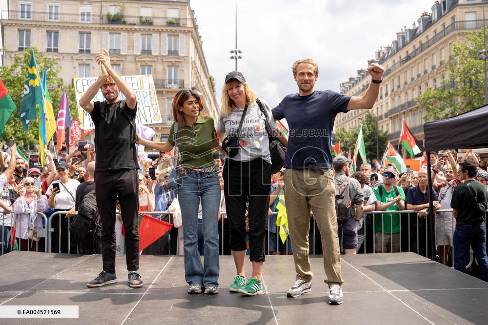 Pro-Palestinian demonstration with Rima Hassan - Paris AJ