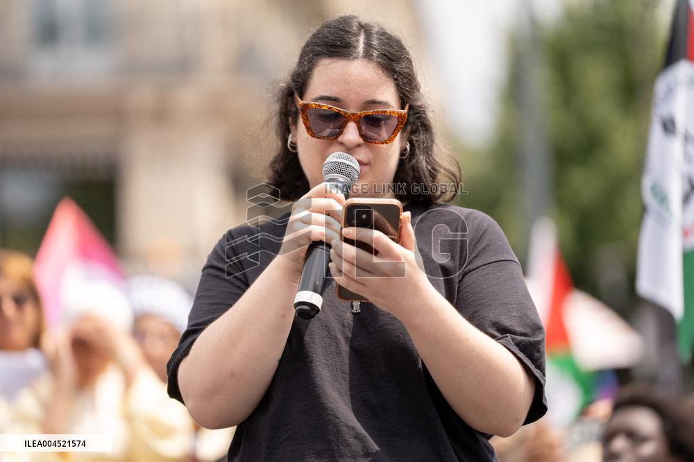 Pro-Palestinian demonstration with Rima Hassan - Paris AJ
