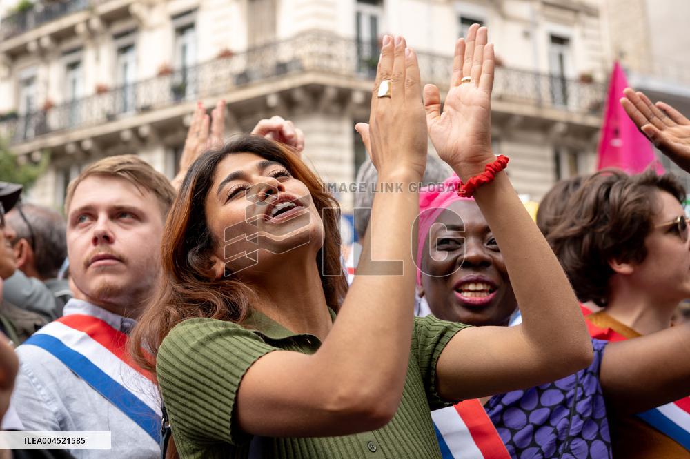 Pro-Palestinian demonstration with Rima Hassan - Paris AJ