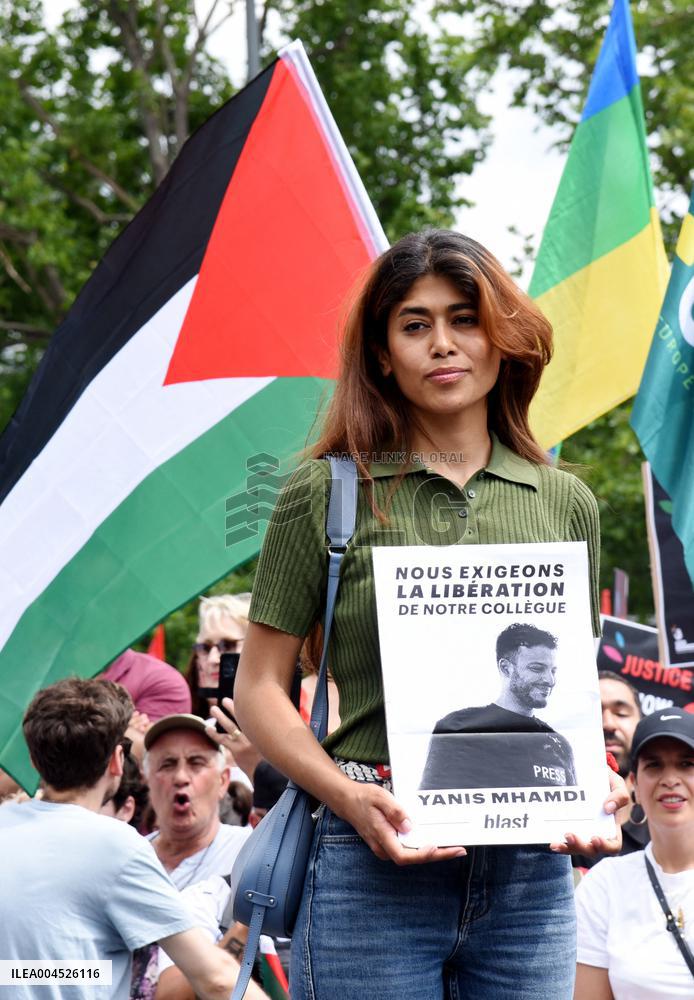 Pro-Palestinian demonstration with Rima Hassan - Paris