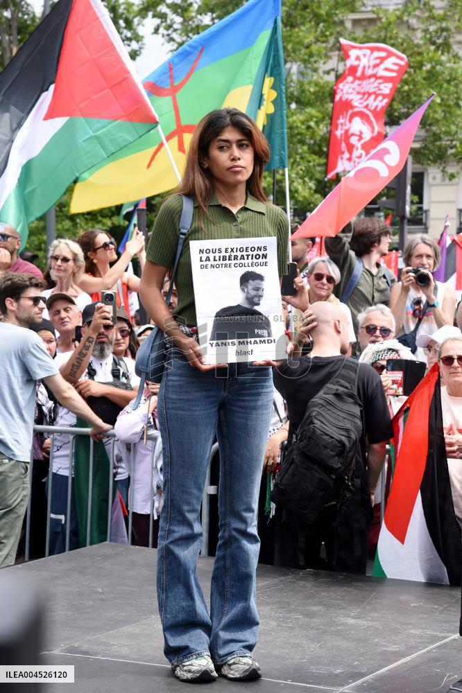 Pro-Palestinian demonstration with Rima Hassan - Paris