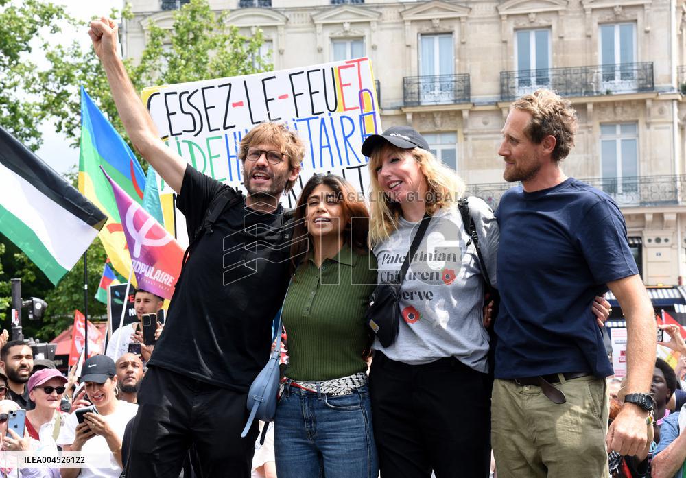 Pro-Palestinian demonstration with Rima Hassan - Paris