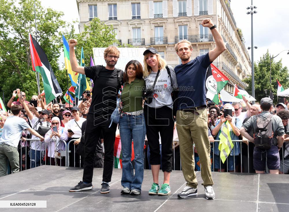 Pro-Palestinian demonstration with Rima Hassan - Paris