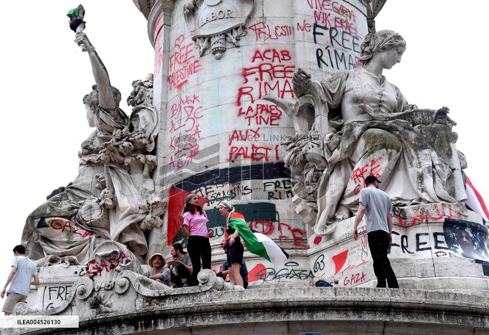 Pro-Palestinian demonstration with Rima Hassan - Paris