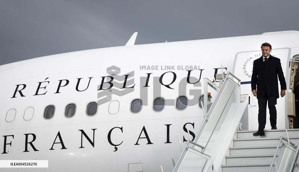 G7 Summit - President Macron Arrives In Calgary