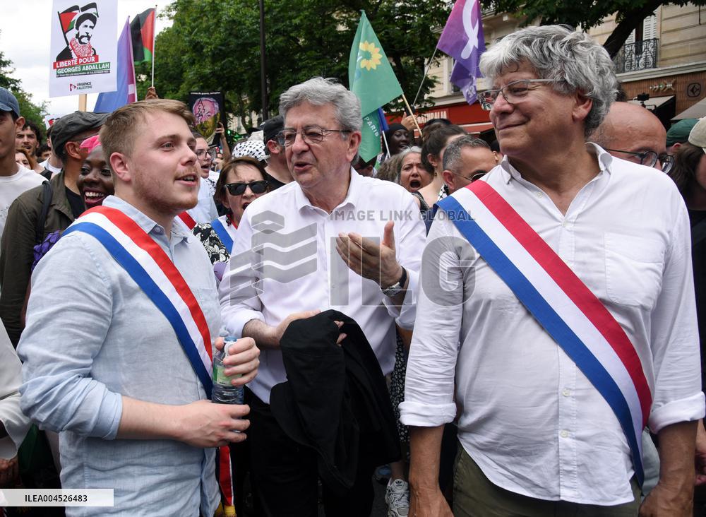 Pro-Palestinian demonstration with Rima Hassan - Paris