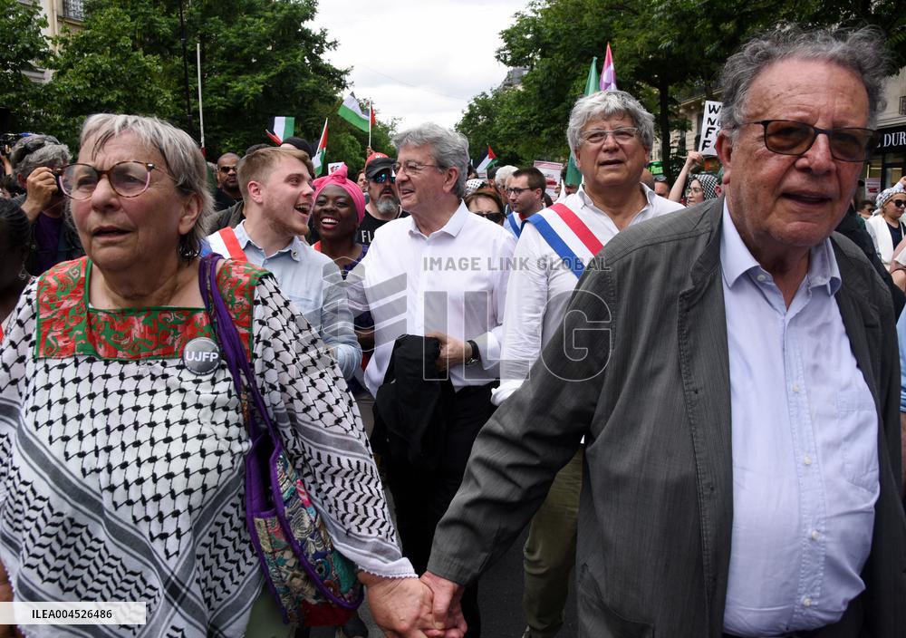 Pro-Palestinian demonstration with Rima Hassan - Paris