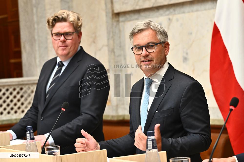 THE GOVERNMENT HOLDS A PRESS MEETING WITH EU COMMISSIONER MAGNUS BRUNNER