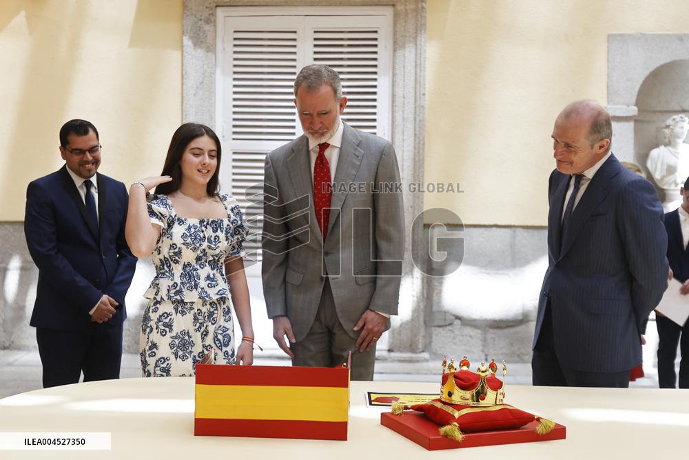 King Felipe Meets Winners of 43rd What Is a King for You School Contest - Madrid