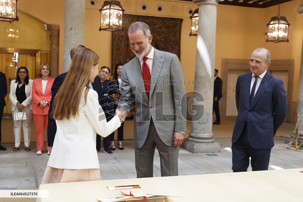 King Felipe Meets Winners of 43rd What Is a King for You School Contest - Madrid