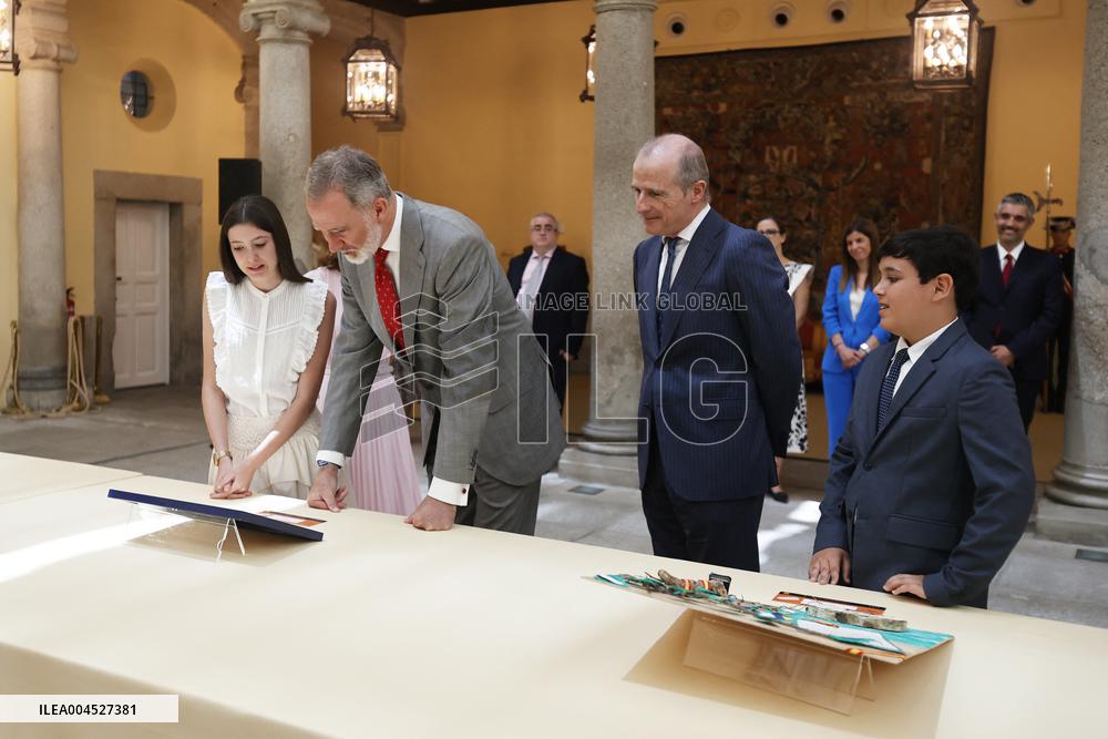 King Felipe Meets Winners of 43rd What Is a King for You School Contest - Madrid