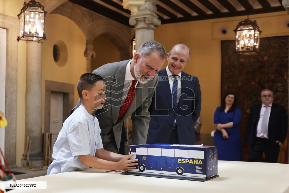 King Felipe Meets Winners of 43rd What Is a King for You School Contest - Madrid