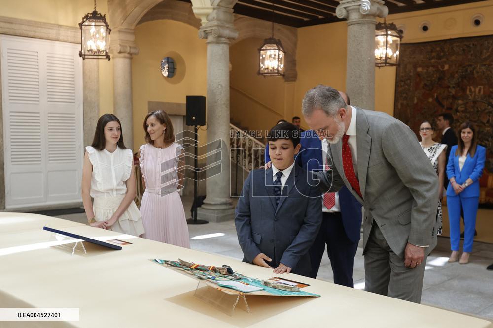 King Felipe Meets Winners of 43rd What Is a King for You School Contest - Madrid