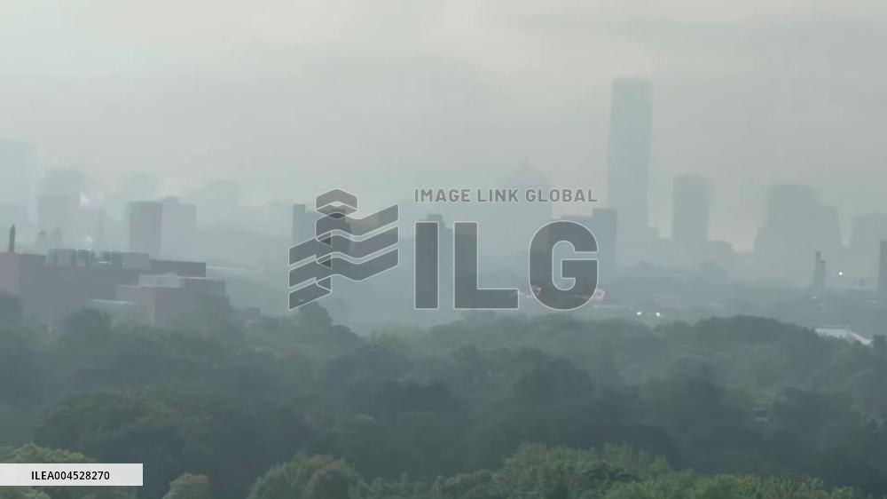US: Dense Fog Envelops Cambridge, Massachusetts