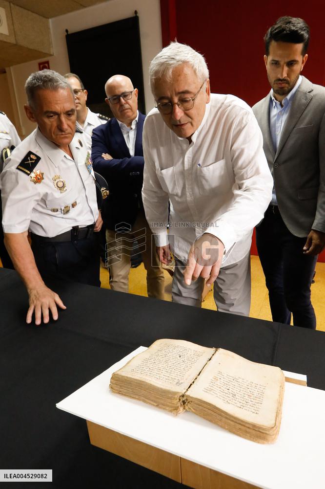 National Police Recovers A Codex Of Teruel From The Year 1313