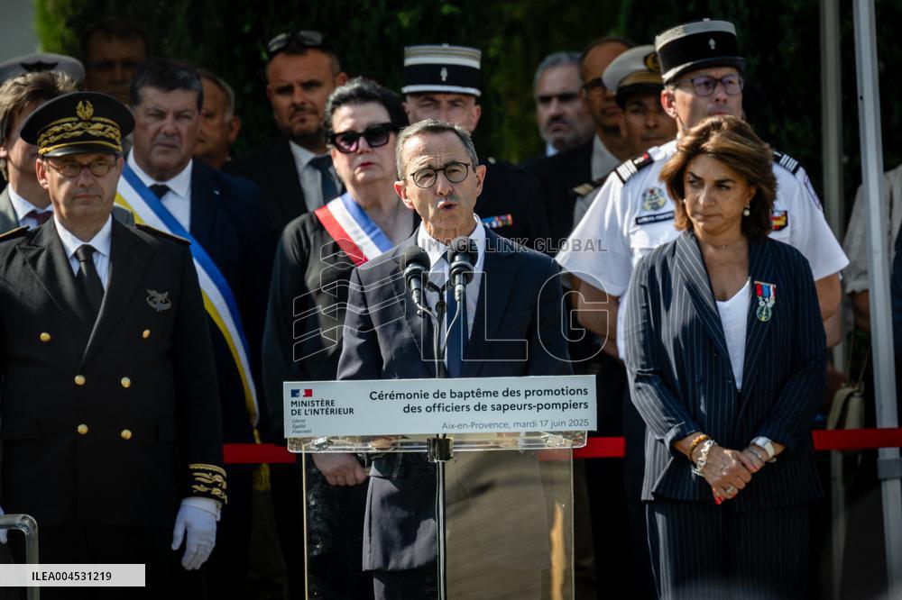 Bruno Retailleau At ENSOSP Graduation Ceremony - Aix-en-Provence