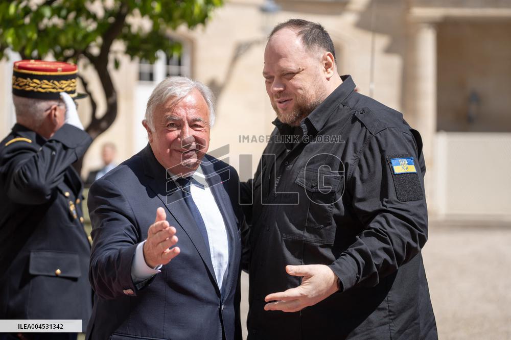 Gerard Larcher welcomes the President of the Rada Ruslan Stefanchuk - Paris AJ