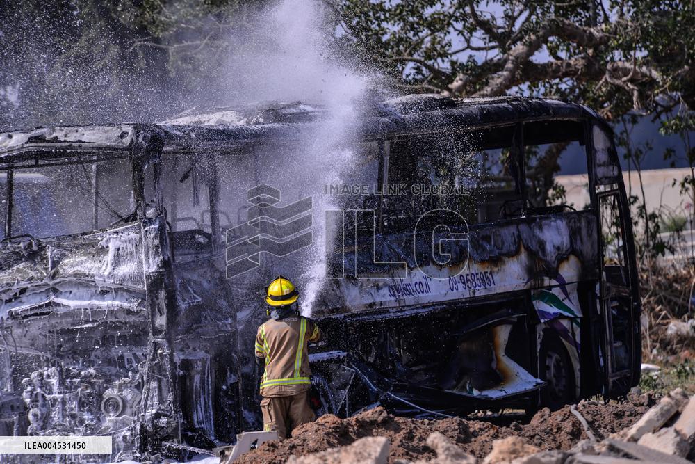 Iranian ballistic missiles attack on Israel - Herzliya