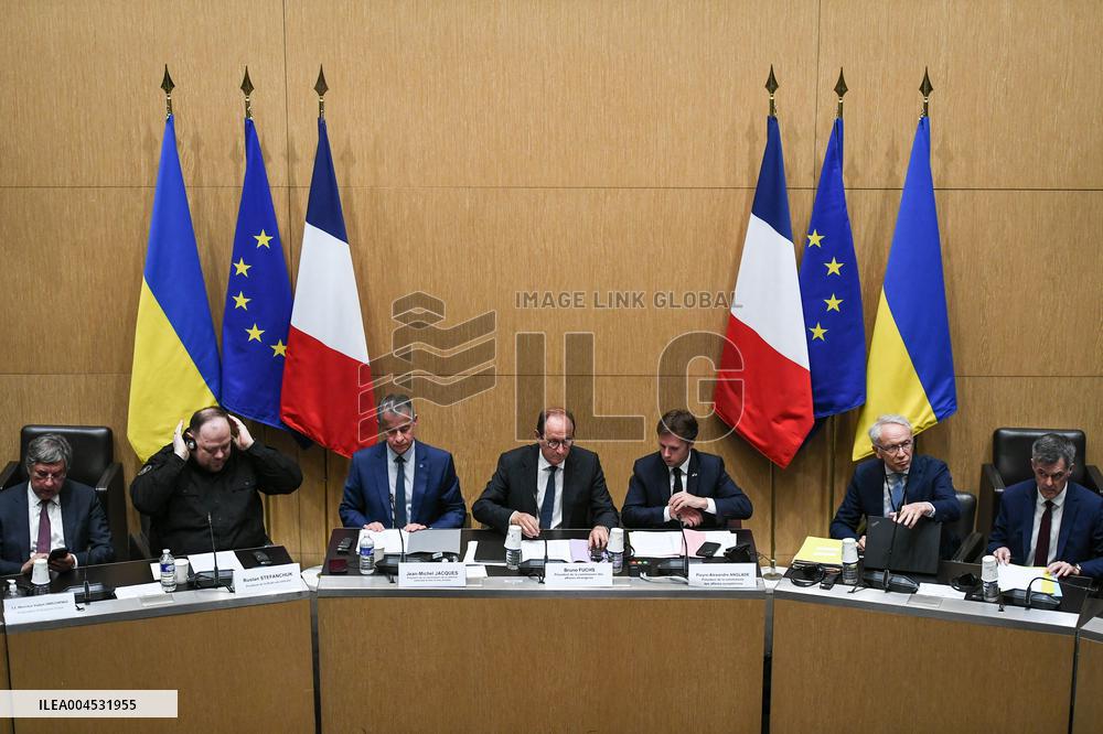 President of the Rada Ruslan Stefanchuk is welcomed at National Assembly in Paris - FA
