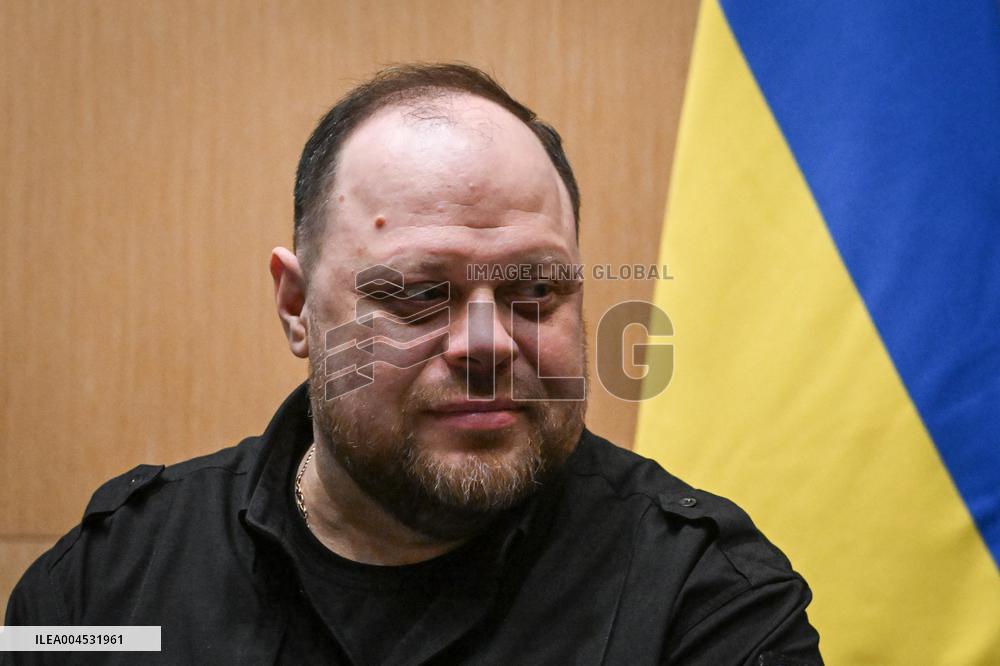 President of the Rada Ruslan Stefanchuk is welcomed at National Assembly in Paris - FA