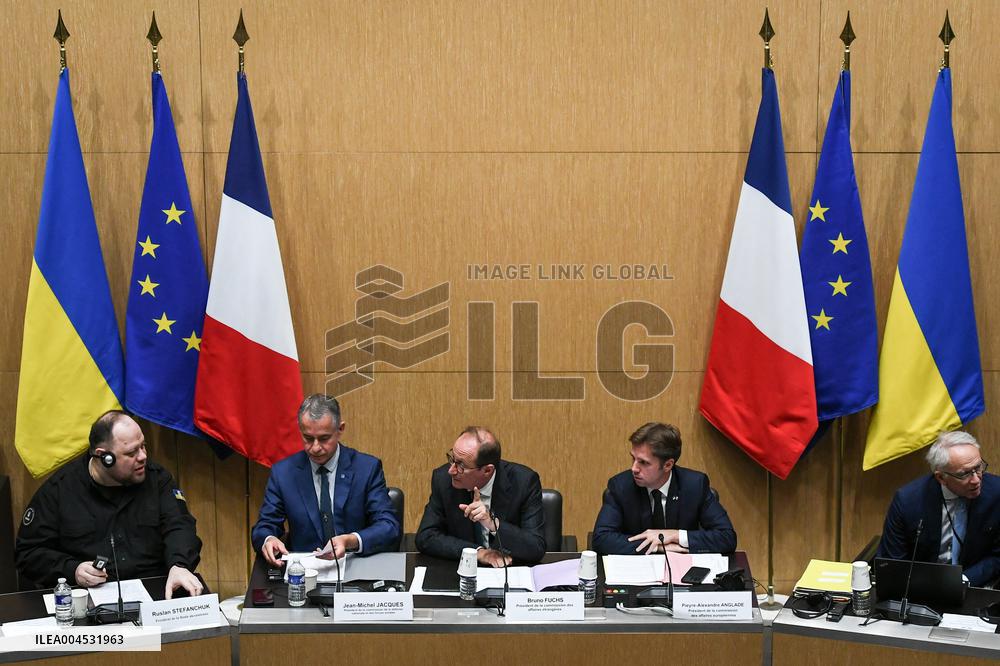 President of the Rada Ruslan Stefanchuk is welcomed at National Assembly in Paris - FA