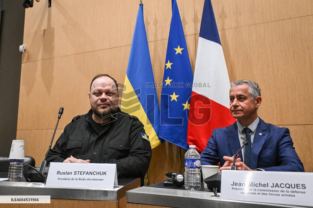 President of the Rada Ruslan Stefanchuk is welcomed at National Assembly in Paris - FA