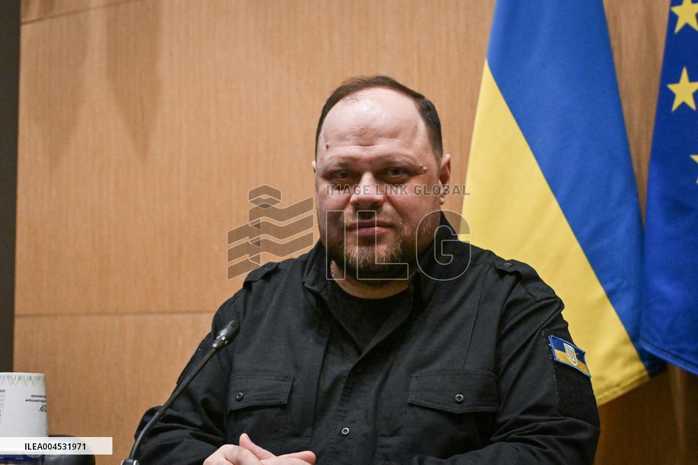 President of the Rada Ruslan Stefanchuk is welcomed at National Assembly in Paris - FA