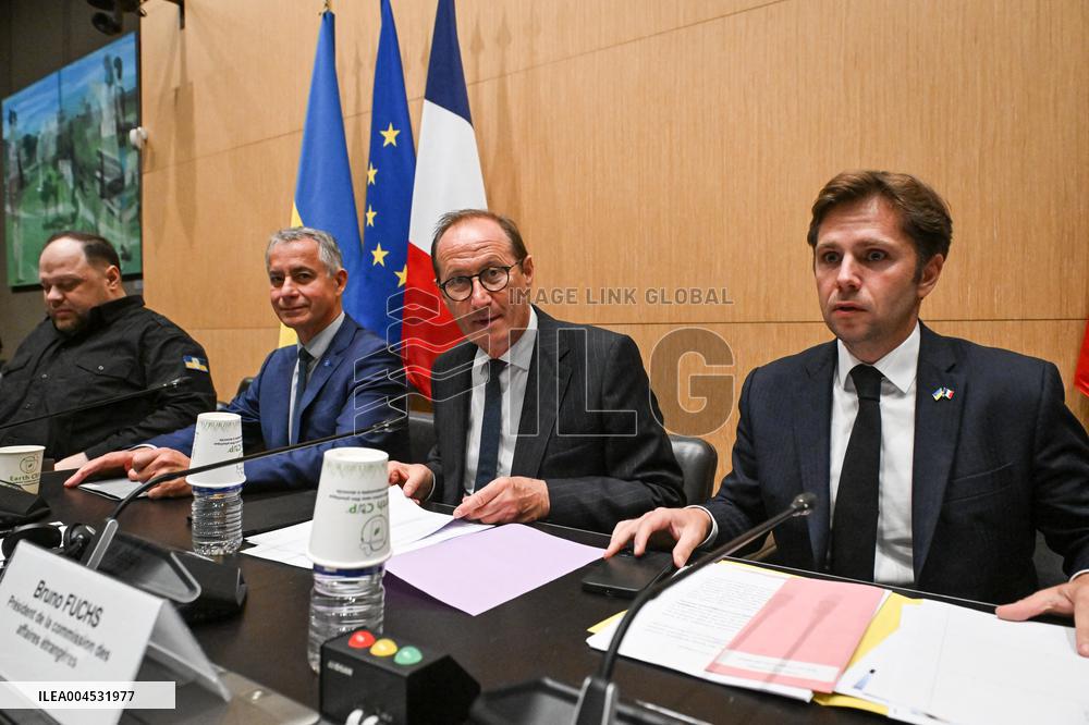 President of the Rada Ruslan Stefanchuk is welcomed at National Assembly in Paris - FA