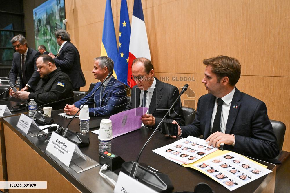 President of the Rada Ruslan Stefanchuk is welcomed at National Assembly in Paris - FA