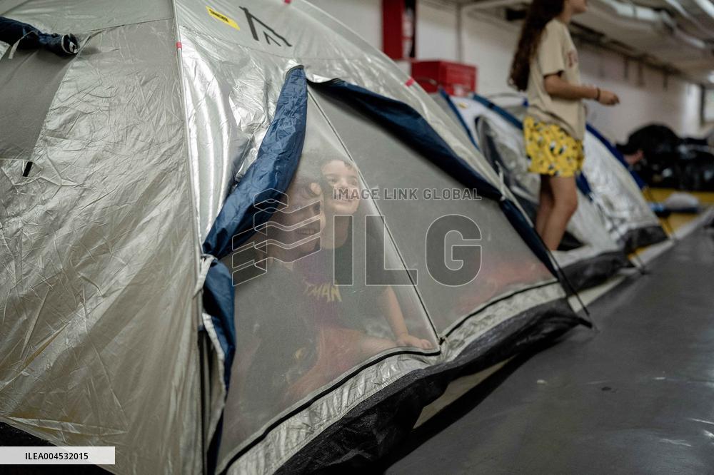 Israelis Shelter Underground Parking Lot - Tel Aviv