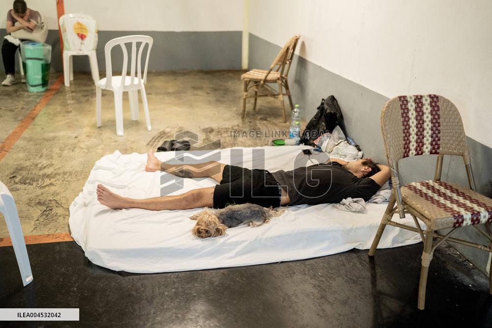 Israelis Shelter Underground Parking Lot - Tel Aviv